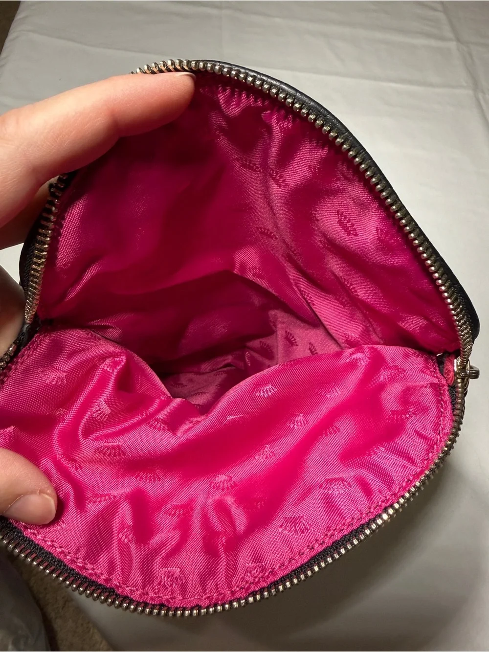 Y2K Juicy Couture Royal Black Wristlet Clutch With Hot Pink Crown Interior